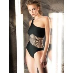 Assymetrischer Badeanzug ETOILER Schwarz-creme Von Nicole Olivier