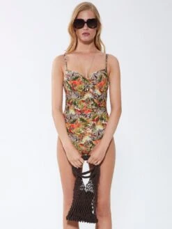 Badeanzug ZEBRA IN PARADISE Apricot Grün Von Fürstenberg -MAISON LEJABY Verkaufsgeschäft badeanzug pfirsich bunt 243 38330 fuerstenberg