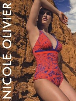 Träger Badeanzug MATOU Koralle-lila Von Nicole Olivier -MAISON LEJABY Verkaufsgeschäft badeanzug rot lila matou nicole olivier 2