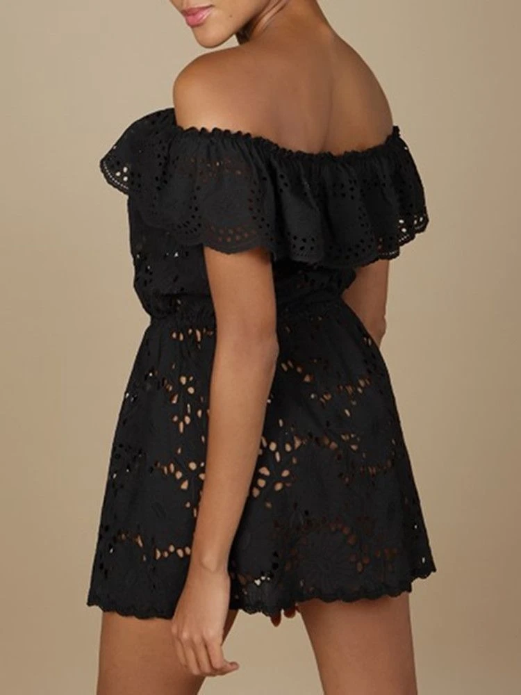 Baumwolle Lochspitze Sommerkleid GLADYS Schwarz Von Marjolaine 6 Baumwolle Lochspitze Sommerkleid GLADYS Schwarz Von Marjolaine - Image 4