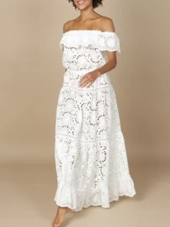 Baumwolle Lochspitze Sommerkleid GLADYS Von Marjolaine -MAISON LEJABY Verkaufsgeschäft baumwolle lochspitze sommerkleid gladys 7gla3002 naturweiss marjolaine 2