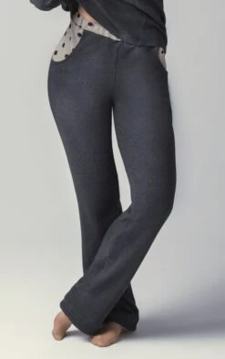 Kuschel-Baumwolle Lounge-Hose CASUAL Wärmend Von Gattina -MAISON LEJABY Verkaufsgeschäft baumwolle lounge hose 384879 grau beige gattina 1 1