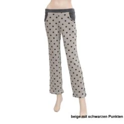 Kuschel-Baumwolle Lounge-Hose CASUAL Wärmend Von Gattina -MAISON LEJABY Verkaufsgeschäft baumwolle lounge hose casual 384879 beige schwarz gepunktet gattina 1 1