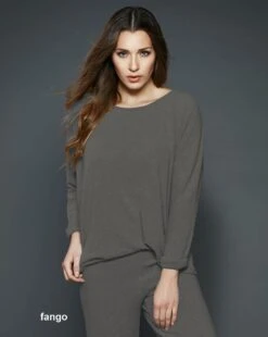 Kuschel-Baumwolle Pullover / Bigshirt CASUAL Von GATTINA -MAISON LEJABY Verkaufsgeschäft baumwolle lounge pullover casual 384666 fango gattina