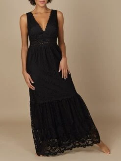 Baumwolle-Spitze Sommerkleid GITANE Schwarz Von Marjolaine -MAISON LEJABY Verkaufsgeschäft baumwolle spitze sommerkleid gitane 8git3001 schwarz marjolaine 1