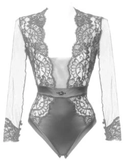Langarm Body Spitze Mit Strass MARLENE Prelude Milano -MAISON LEJABY Verkaufsgeschäft body grau yh307 prelude 6 1 2