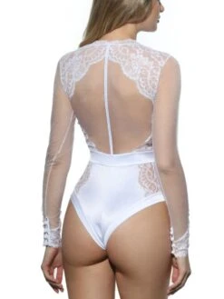 Langarm Body Tüll Spitze Und Strass MARLENE Prelude Milano -MAISON LEJABY Verkaufsgeschäft body spitze weiss yh307 prelude milano 3 5