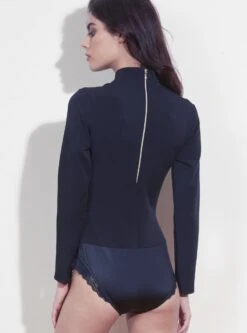 Langarm Twill-Body OFFICIER Schwarz Von Cadolle -MAISON LEJABY Verkaufsgeschäft body twill officier noir 4086nf cadolle 3