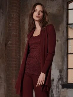 Merino Wolle-Seide CARDIGAN Strickjacke Von Oscalito -MAISON LEJABY Verkaufsgeschäft cardigan lang wolle seide bordeaux 3463 oscalito 1 2