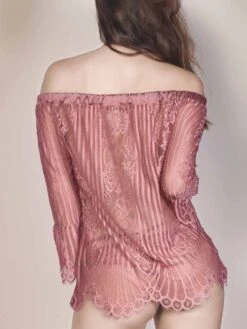 Spitze Carmen Shirt JOSEPHINE Von Escora 10 Spitze Carmen Shirt JOSEPHINE Von Escora -MAISON LEJABY Verkaufsgeschäft carmen shirt spitze altrosa 1705 e264 771 josephine escora 1