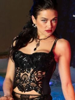 Pailletten Bustier LOUVIERS Von RCrescentini Notre Dame -MAISON LEJABY Verkaufsgeschäft corsage louviers pailletten schwarz notredame rcrescentini 1 1