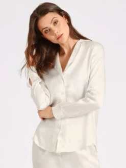 100% Seide Bluse TOI MON AMOUR Klassische Farben Von Aubade -MAISON LEJABY Verkaufsgeschäft damenbluse seide qs44 nacre aubade 3 6 1