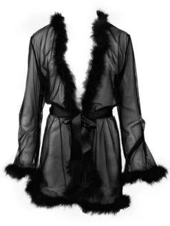 Morgenmantel Mit Federn MARILYN Schwarz Von Escora -MAISON LEJABY Verkaufsgeschäft federn morgenmantel marilyn 1622 e241 escora 1