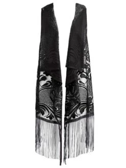 Lang Weste Mit Fransen LOVELY DOT Von Mademoiselle Coco Cavalière -MAISON LEJABY Verkaufsgeschäft fransen weste schwarz 1671 mc19 mademoiselle coco cavaliere