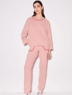 Hausanzug Kuschelbaumwolle Weich Chiara Fiorini -MAISON LEJABY Verkaufsgeschäft hausanzug kuschel baumwolle mit glitzerborte rosa cf1340 chiara fiorini 7 1