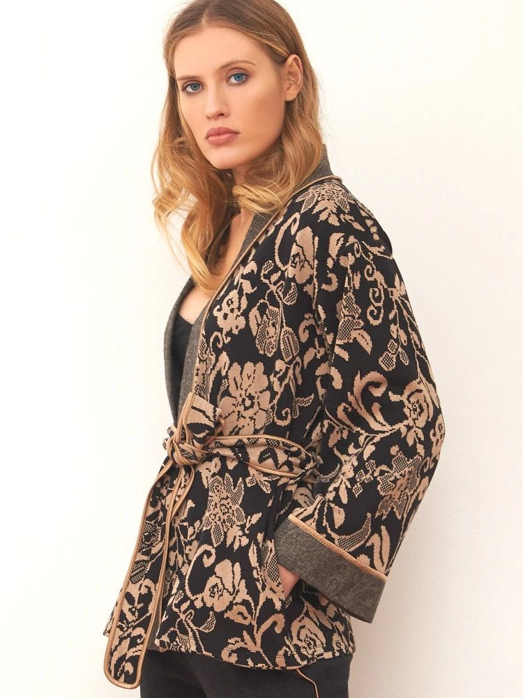 Jacke JACQUARD Schwarz-zimt Von Chiara Fiorini 5 Jacke JACQUARD Schwarz-zimt Von Chiara Fiorini - Image 3