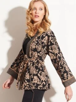 Jacke JACQUARD Schwarz-zimt Von Chiara Fiorini 9 Jacke JACQUARD Schwarz-zimt Von Chiara Fiorini -MAISON LEJABY Verkaufsgeschäft jacke jacquard g9611 chiara fiorini