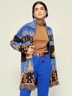 Jacke ETHNO PRINT KURZ Mit Fransen Von Fiori Di Chiara 6 Jacke ETHNO PRINT KURZ Mit Fransen Von Fiori Di Chiara -MAISON LEJABY Verkaufsgeschäft jacke lang etnico blau 303 05 fiori ethno fiori di chiara 1