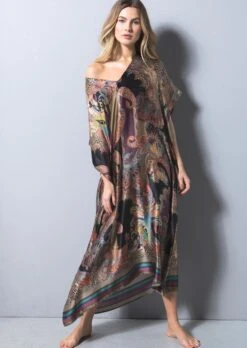 100% Seide Kaftan MILANO BLACK Von Eva B. Bitzer -MAISON LEJABY Verkaufsgeschäft kaftan milano aubergine bunt 29312852 eva b bitzer 3 2 1