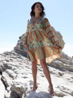 Seidenbatist Tunikakleid GINEVRA MENTA Grün-orange Von Laetitia Beachwear 13 Seidenbatist Tunikakleid GINEVRA MENTA Grün-orange Von Laetitia Beachwear -MAISON LEJABY Verkaufsgeschäft kaftan mint g133 laetitia 10