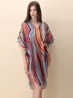 Chiffon Kaftan MULTICOLOR WAVES Bunt Von Luna Di Seta -MAISON LEJABY Verkaufsgeschäft kaftan multicolor vlst60913 luna di seta 5