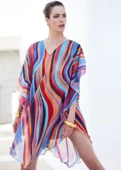 Chiffon Kaftan MULTICOLOR WAVES Bunt Von Luna Di Seta -MAISON LEJABY Verkaufsgeschäft kaftan multicolor vlst60913 luna di seta 8