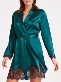 100% Seide Kimono TOI MON AMOUR Viele Farben Von Aubade -MAISON LEJABY Verkaufsgeschäft kimono gr n spitze seide toi mon amour qs65 emeraude aubade 2 1