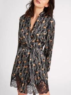 100% Seide Kimono TOI MON AMOUR Mit Print Von Aubade -MAISON LEJABY Verkaufsgeschäft kimono schwarz gold seide spitze toi mon amour qs65 tresor aubade 2