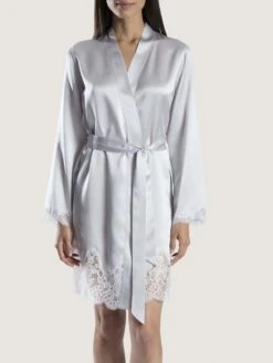 100% Seide Kimono SOIE D´AMOUR Exquisit Aubade -MAISON LEJABY Verkaufsgeschäft kimono seide silber ms65 soie d amour aubade 3 1 1