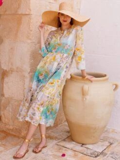 Strandkleid PANAREA Limette-türkis Von Eva B. Bitzer -MAISON LEJABY Verkaufsgeschäft kleid lime 12311076 eva b bitzer 3