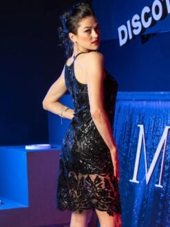 Pailletten Cocktailkleid ROUEN Von RCrescentini Notre Dame -MAISON LEJABY Verkaufsgeschäft kleid pailletten schwarz rouen notredame rcrescentini 3