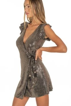 Strandkleid MIRROR RHOMBUS Schwarz Gold Von Pin-Up Stars -MAISON LEJABY Verkaufsgeschäft kleid pb068a schwarz pin up stars 2