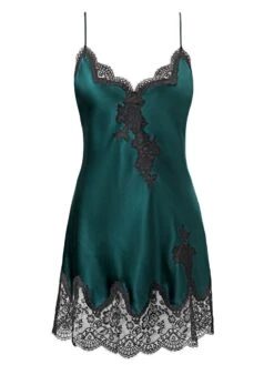 100% Seide Negligé TOI MON AMOUR Von Aubade -MAISON LEJABY Verkaufsgeschäft kleidchen gr n spitze seide toi mon amour qs40 emeraude aubade