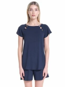 Modal Sommer-Schlafanzug WKND No. 18 Dunkelblau Von Verdiani -MAISON LEJABY Verkaufsgeschäft kurz pyjama 3923 dunkelblau verdiani woman 1