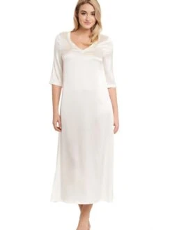 Seide Langarm Nachtkleid SEDUZIONE DI SETA Satin Von Gattina -MAISON LEJABY Verkaufsgeschäft langarm nachtkleid satin seide natur weiss 381437 seduzione di seta gattina 1 2 1