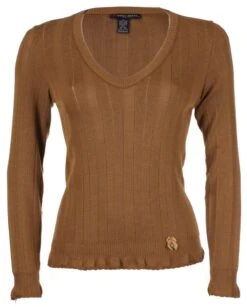 Merinowolle Seide LANGARM SHIRT Breite Rippe Von Artimaglia -MAISON LEJABY Verkaufsgeschäft langarm shirt wolle seide 76404 cognac artimaglia