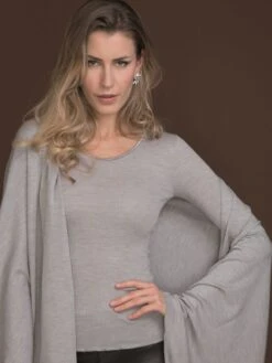 Merinowolle-Seide LANGARM SHIRT Gerippt Von Artimaglia -MAISON LEJABY Verkaufsgeschäft langarmshirt wolle seide grau 43904 gerippt artimaglia