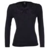 Merinowolle Seide LANGARM SHIRT Mit Makramee Spitze Von Artimaglia -MAISON LEJABY Verkaufsgeschäft langarmshirt wolle seide vintage spitze 75504 schwarz artimaglia 1