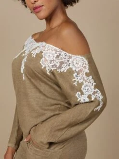 100% Leinen Pullover GLORIA No. 2 Spitze Von Marjolaine -MAISON LEJABY Verkaufsgeschäft leinen pullover gloria 9glo0501 bronze naturel marjolaine