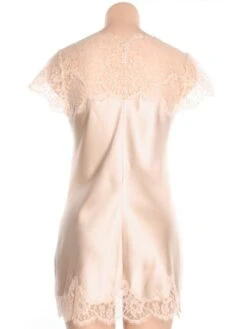 Kurzes Seidennegligé ETINCELLE No. 3 Mit Spitze Marjolaine -MAISON LEJABY Verkaufsgeschäft marjolaine seide neglige etincelle no 3 eti0301 sand ruecken