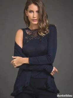 Merinowolle-Seide CARDIGAN Strickjacke Von Artimaglia 22 Merinowolle-Seide CARDIGAN Strickjacke Von Artimaglia -MAISON LEJABY Verkaufsgeschäft merino wolle seide cardigan 25504 28204 dunkelblau artimaglia