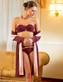 Cardigan SYNGONIUM Rayon-Feinstrick Von Cotton Club -MAISON LEJABY Verkaufsgeschäft modal hausmantel syngonium bordeaux cotton club 2 2