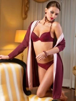 Cardigan SYNGONIUM Rayon-Feinstrick Von Cotton Club -MAISON LEJABY Verkaufsgeschäft modal hausmantel syngonium bordeaux cotton club 2