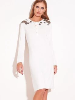 Modal Nachthemd CREMA Wollweiß Von Chiara Fiorini -MAISON LEJABY Verkaufsgeschäft modal nachthemd g0625 ivory chiara fiorini 1 1