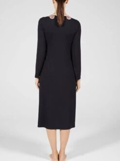 Modal Langarm Nachtkleid Wadenlang Schwarz-rosa Von Verdiani -MAISON LEJABY Verkaufsgeschäft modal nachtkleid lang schwarz 4607 verdiani donna 2 1