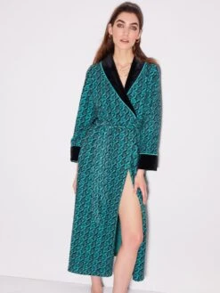 Hausmantel PAVONE VELOUR Von Chiara Fiorini -MAISON LEJABY Verkaufsgeschäft morgenmantel baumwolle velour pavone cf1316 chiara fiorini 1
