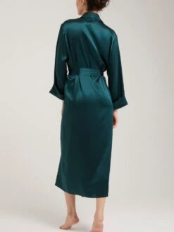 100% Seide Morgenmantel Lang GIGLIOLA Uni Von Vivis -MAISON LEJABY Verkaufsgeschäft morgenmantel seide lang v00285 gigliola pinie vivis 4 6