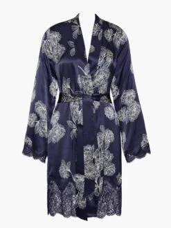 100% Seide Kimono TOI MON AMOUR Mit Print Von Aubade -MAISON LEJABY Verkaufsgeschäft morgenmantel toi mon amour qs65 nachtblau aubade 4