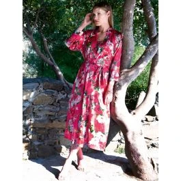 Viscose Morgenmantel FLOWERS No. 3 Pink-grün Von Chiara Fiorini 3 Viscose Morgenmantel FLOWERS No. 3 Pink-grün Von Chiara Fiorini