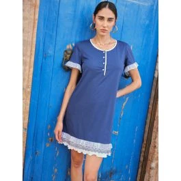 Sommer Nachthemd DENIM Jeansblau Von Fiori Di Chiara 3 Sommer Nachthemd DENIM Jeansblau Von Fiori Di Chiara